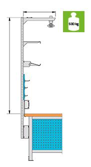 Ständer für Werktisch-Aufbauten, Höhe 1300 mm Standard 1 ZOOM
