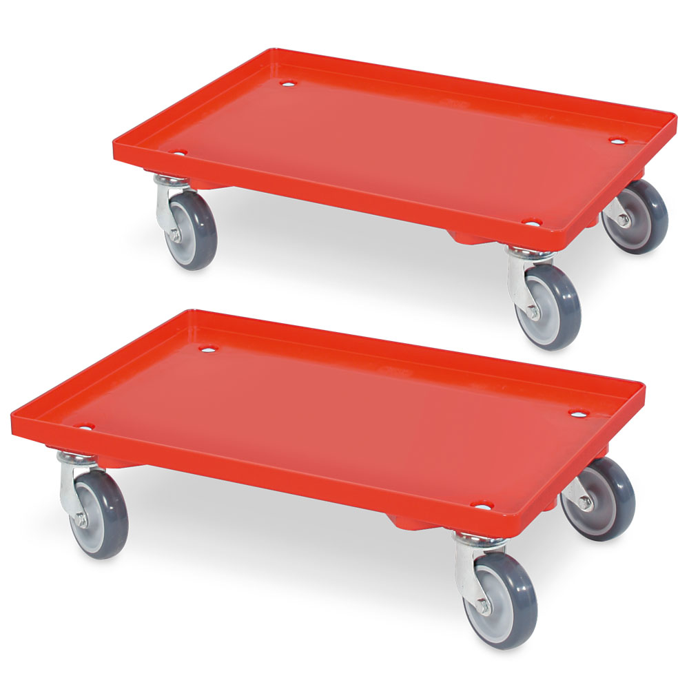 Kastenroller mit Kunststoffladefläche, Traglast 250 kg, rot Standard 1 ZOOM