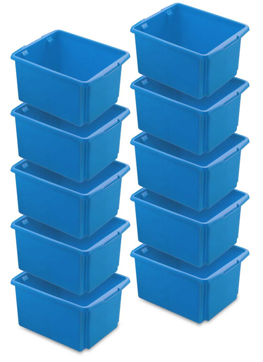 10-teiliges Drehstapelbehälter-Set, blau, Inhalt 32 l Standard 1 ZOOM