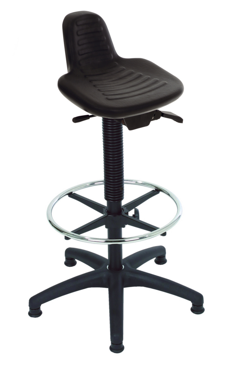 Lotz Stehhilfe mit neigbarem PU-Sitz, Sitzhöhe 580 - 840 mm, Gestell schwarz Standard 1 ZOOM