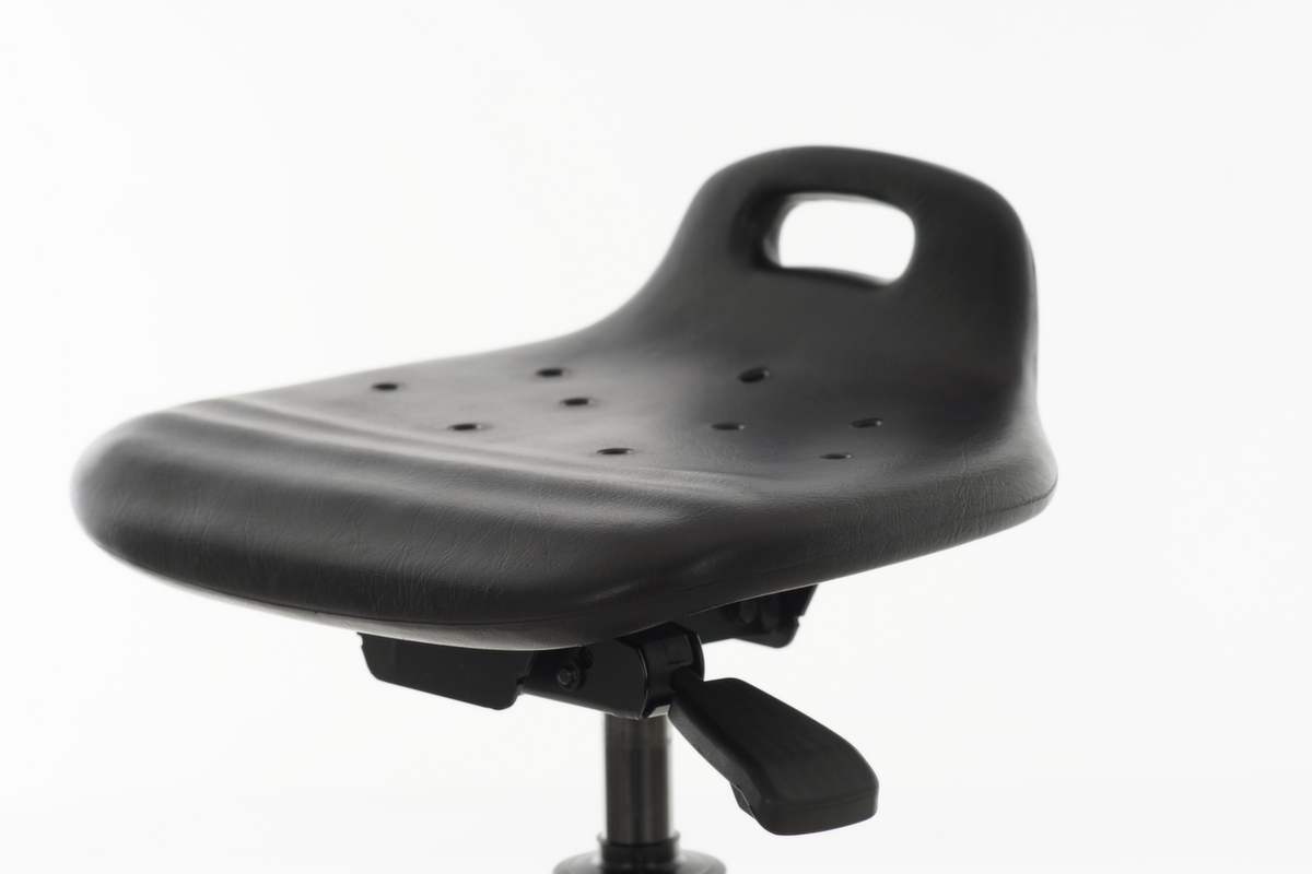 Lotz Stehhilfe mit neigbarem PU-Sitz, Sitzhöhe 570 - 820 mm, Gestell schwarz Standard 2 ZOOM