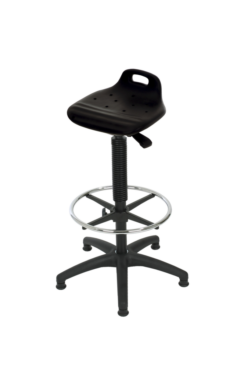 Lotz Stehhilfe mit neigbarem PU-Sitz, Sitzhöhe 570 - 820 mm, Gestell schwarz Standard 1 ZOOM