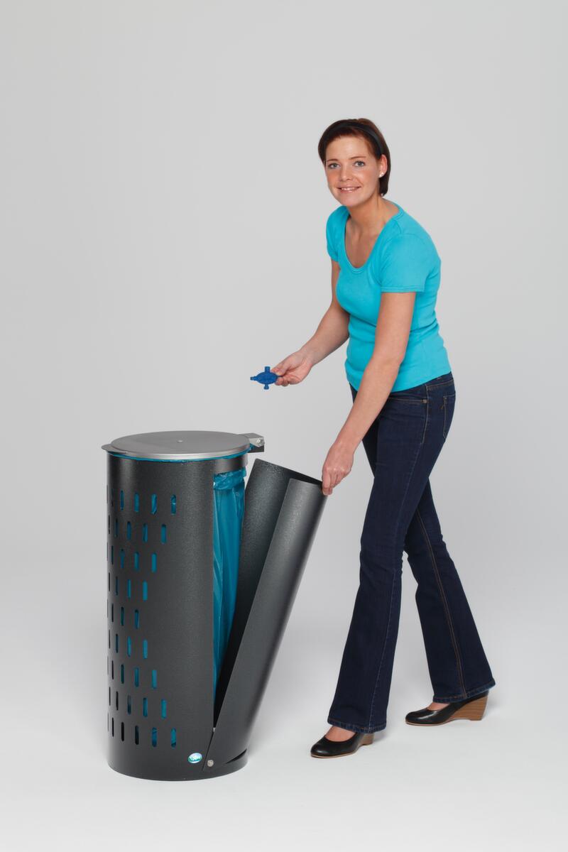 Lochblech-Müllsackständer, für 120-Liter-Säcke, antiksilber, Deckel silber Milieu 1 ZOOM