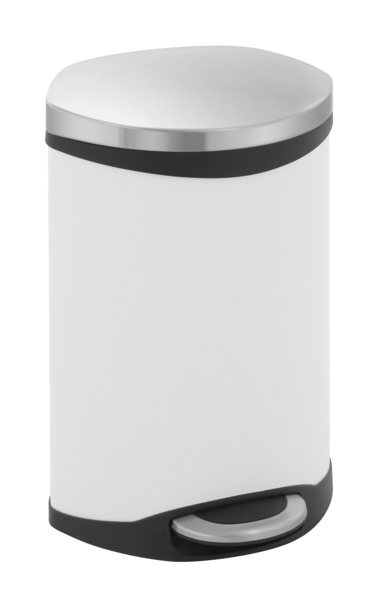 Muschelförmiger Edelstahl-Tretabfallbehälter EKO Shell, 10 l, weiß Standard 1 ZOOM