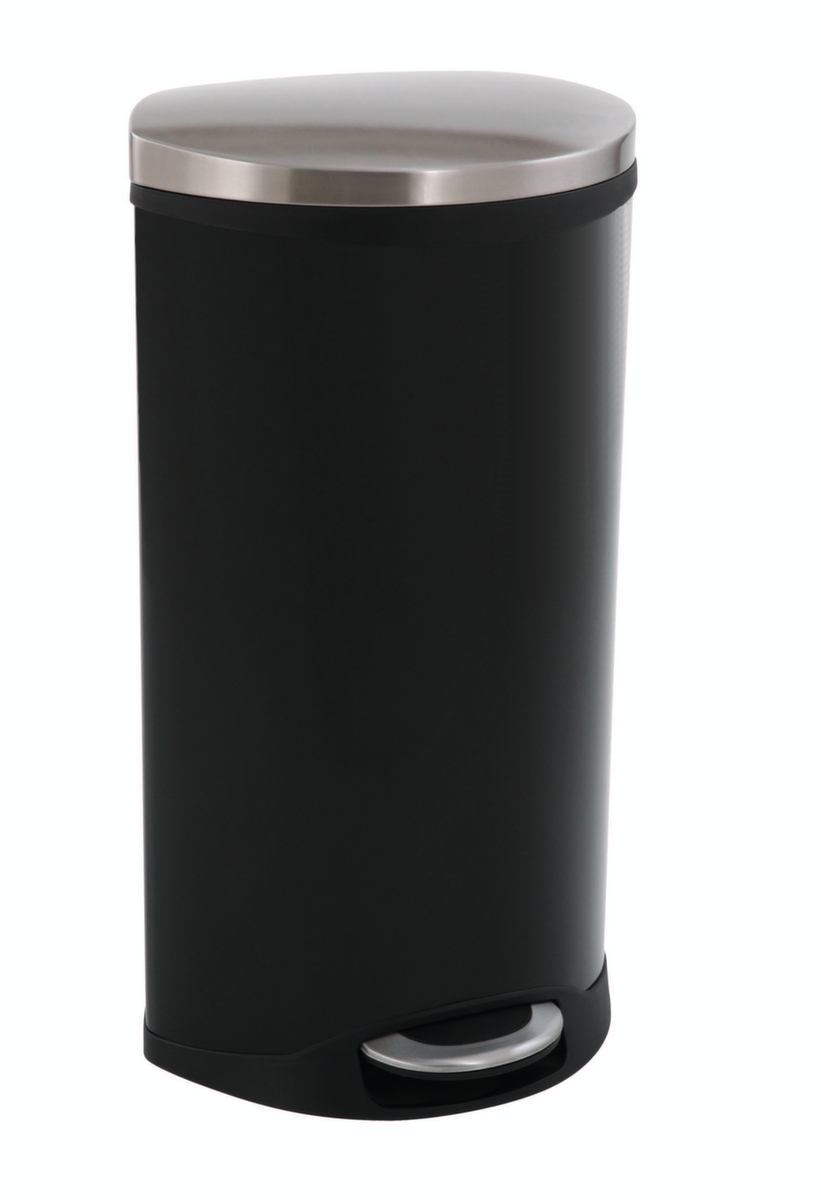 Muschelförmiger Edelstahl-Tretabfallbehälter EKO Shell, 30 l, schwarz Standard 1 ZOOM