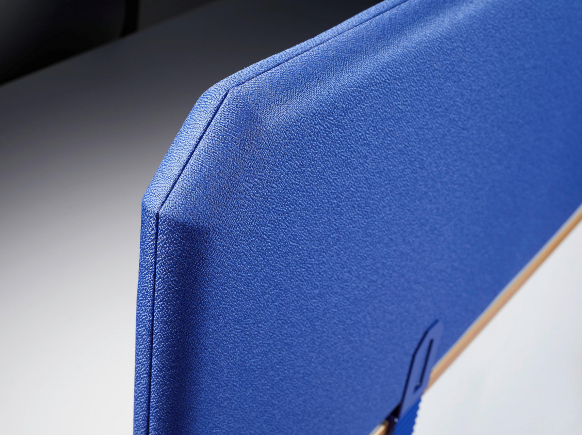 Schallabsorbierende Tischtrennwand, Höhe x Breite 450 x 800 mm, Wand blau Detail 2 ZOOM