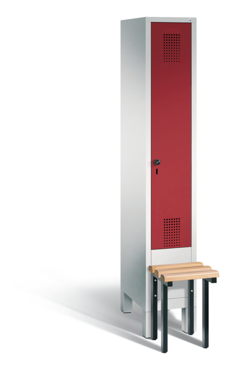C+P Umkleideschrank Evolo mit vorgebauter Sitzbank + 1 Abteil, Abteilbreite 300 mm