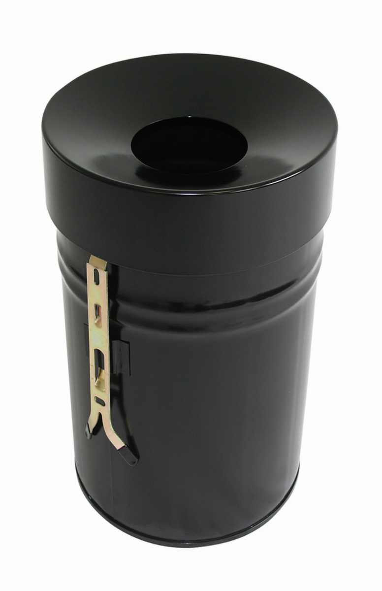 Selbstlöschender Abfallbehälter FIRE EX zur Wandbefestigung, 16 l, schwarz, Kopfteil schwarz Standard 1 ZOOM
