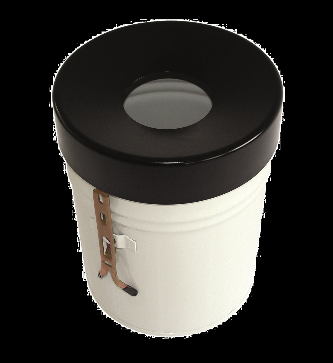 Selbstlöschender Abfallbehälter FIRE EX zur Wandbefestigung, 60 l, weiß, Kopfteil schwarz Standard 1 ZOOM