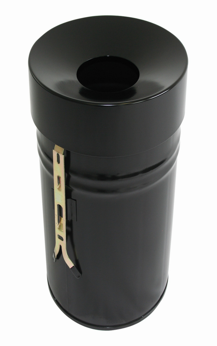 Selbstlöschender Abfallbehälter FIRE EX zur Wandbefestigung, 60 l, schwarz, Kopfteil schwarz Standard 1 ZOOM