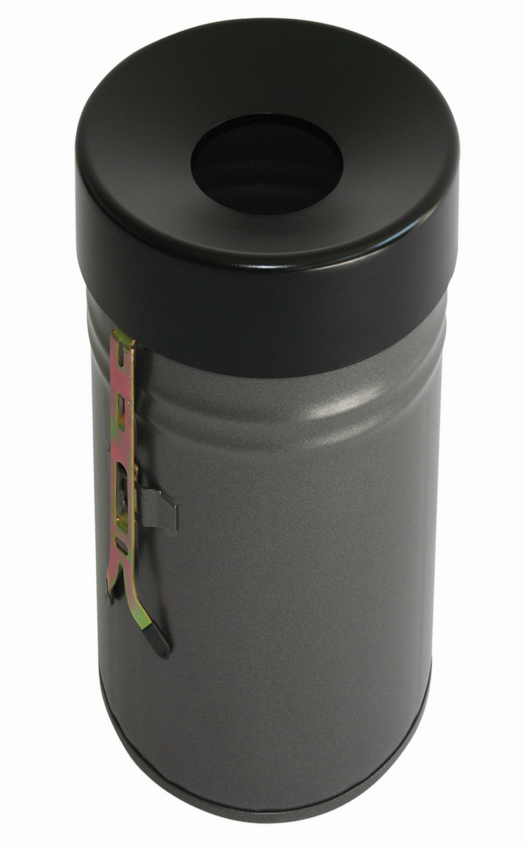 Selbstlöschender Abfallbehälter FIRE EX zur Wandbefestigung, 60 l, graphit, Kopfteil schwarz Standard 1 ZOOM
