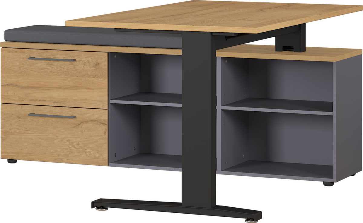 Schreibtisch, C-Fußgestell, Breite 1400 mm, Grandson-Eiche/schwarz Standard 6 ZOOM