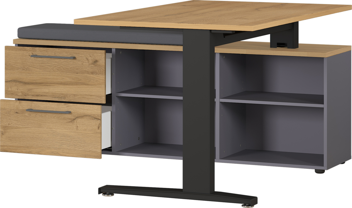 Schreibtisch, C-Fußgestell, Breite 1400 mm, Grandson-Eiche/schwarz Standard 4 ZOOM