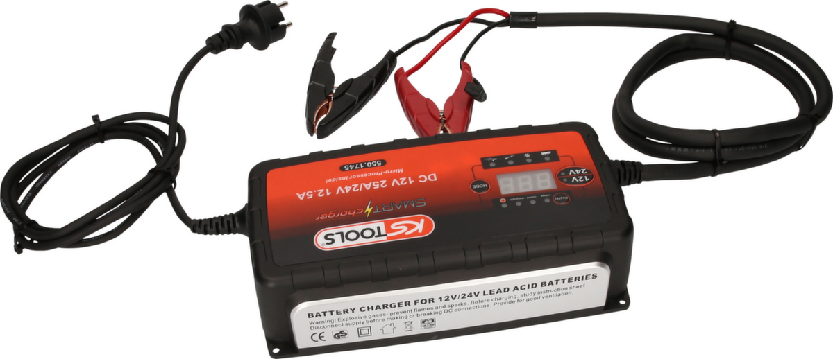 KS Tools 12V + 24V SMARTcharger Hochfrequenz-Batterieladegerät 25A/12,5A Standard 4 ZOOM