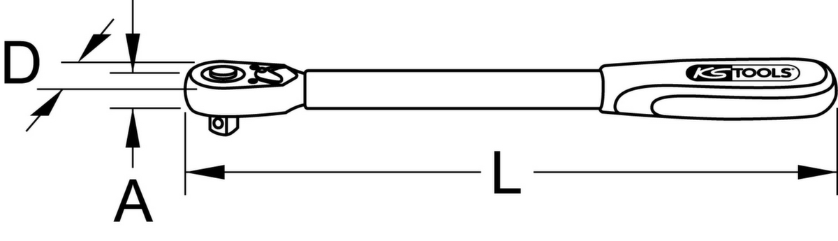 KS Tools 1/4" + 1/2" Teleskop-Umschaltknarren-Satz Technische Zeichnung 1 ZOOM