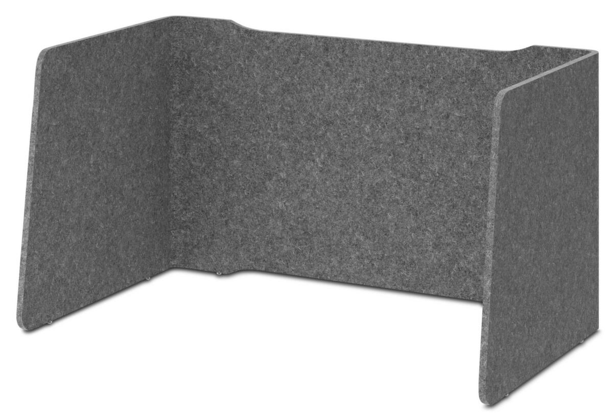 Schallabsorbierende Tischtrennwand, Höhe x Breite 600 x 1140 mm, Wand grau meliert Standard 1 ZOOM