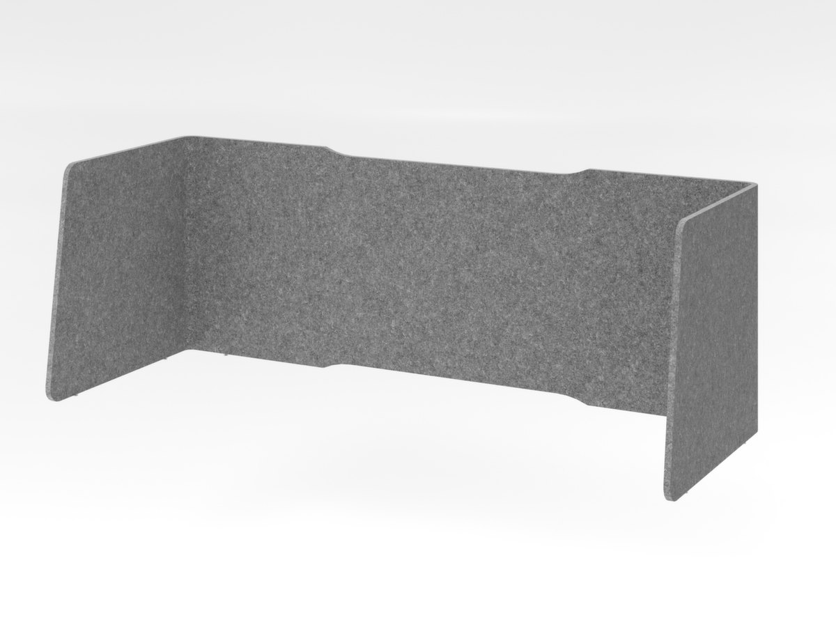 Schallabsorbierende Tischtrennwand, Höhe x Breite 600 x 1740 mm, Wand grau meliert Standard 1 ZOOM