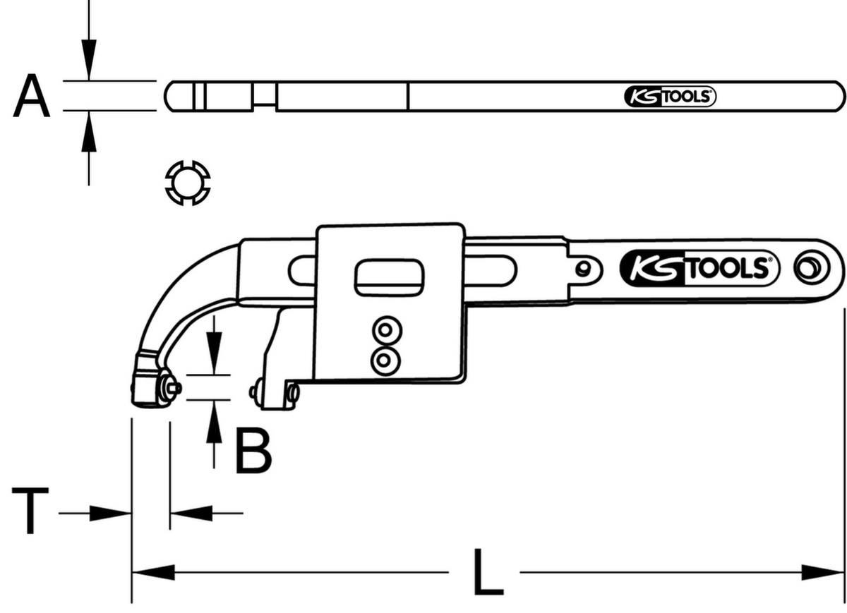 KS Tools Gelenk-Hakenschlüssel mit Zapfen Standard 6 ZOOM