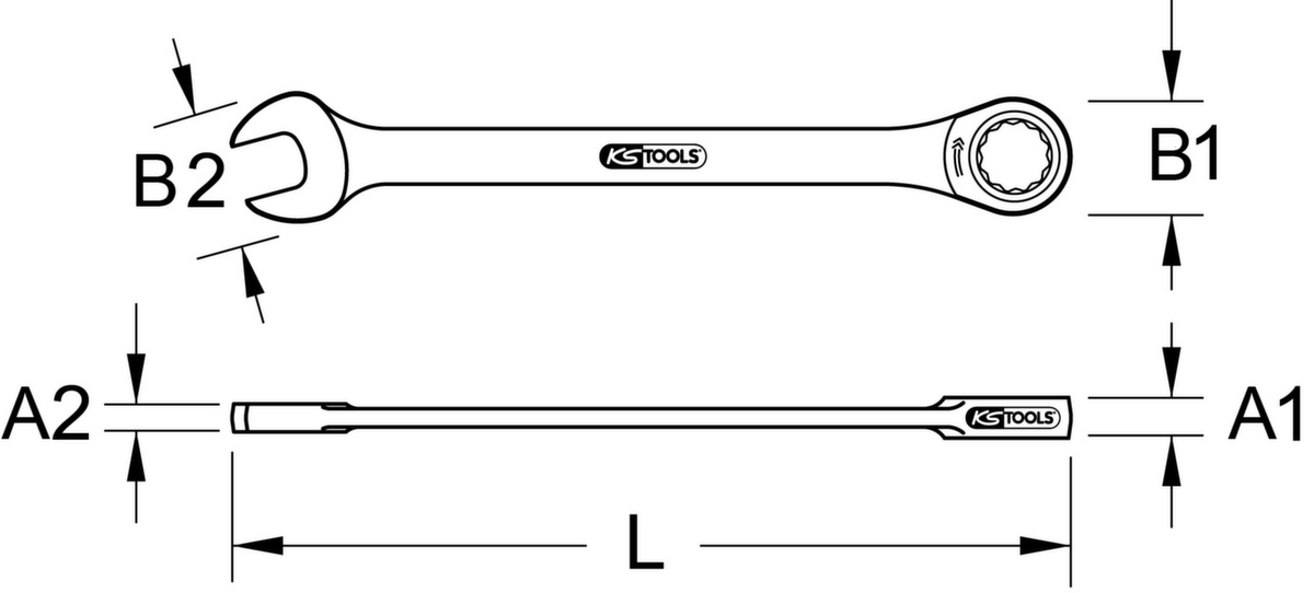 KS Tools DUO GEARplus Ringmaulschlüssel Technische Zeichnung 1 ZOOM
