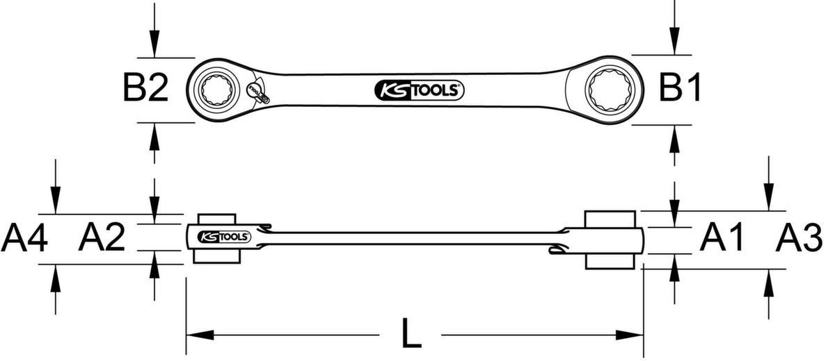 KS Tools 4 in 1 GEARplus umschaltbar Doppel-Ratschenringschlüssel Standard 6 ZOOM
