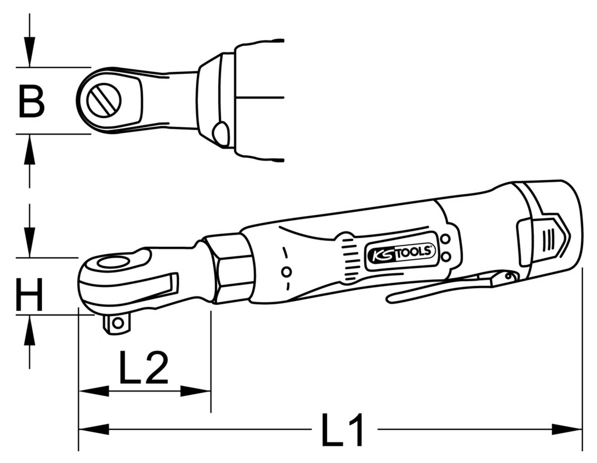 KS Tools 1/2'' Akku-Umschaltknarre Standard 7 ZOOM