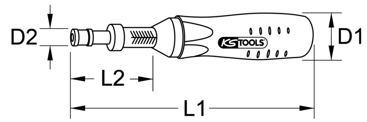 KS Tools 1/4" Drehmomentschraubendreher Technische Zeichnung 1 ZOOM