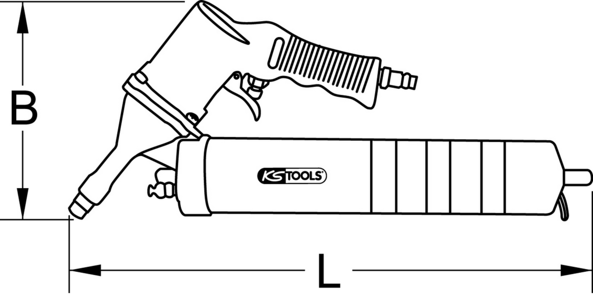KS Tools Druckluft-Fettpresse mit flexiblem Schlauch und Düse Standard 7 ZOOM