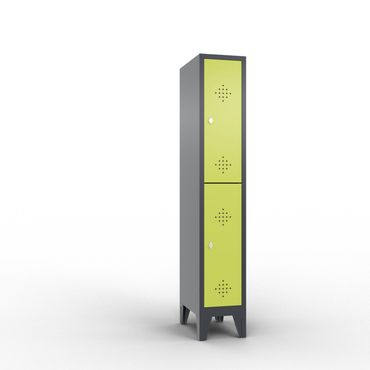 C+P Doppelstöckiger Garderobenschrank Classic mit 1x2 Abteilen mit Lüftungsrosetten, Abteilbreite 300 mm