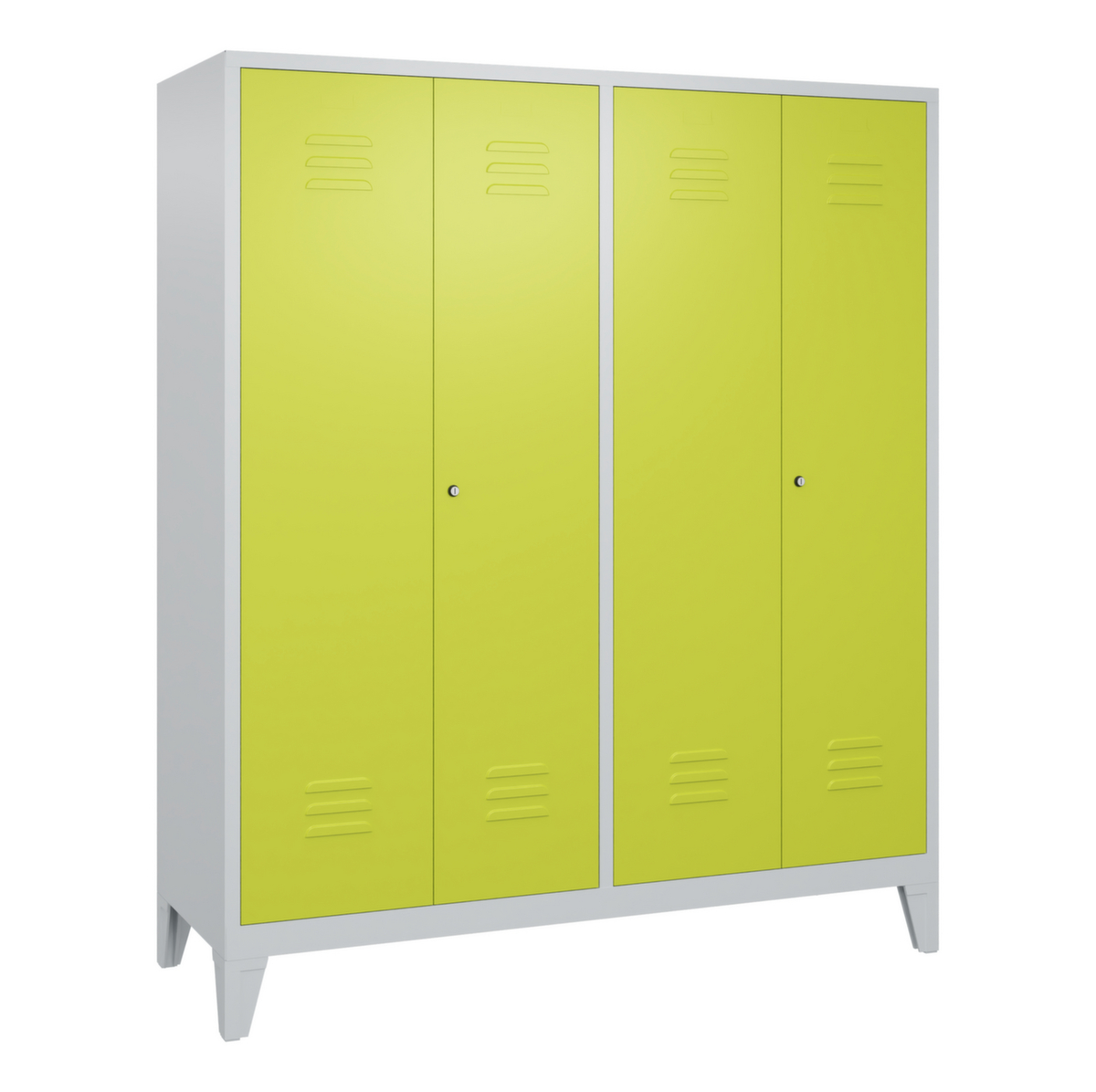 C+P Garderobenschrank Classic mit 4 Abteilen Türen geschlitzt, Abteilbreite 400 mm