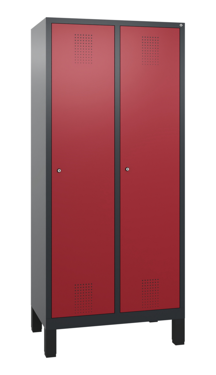 C+P Garderobenschrank Evolo mit 2 Abteilen - Türen mit Lochbild, Abteilbreite 400 mm