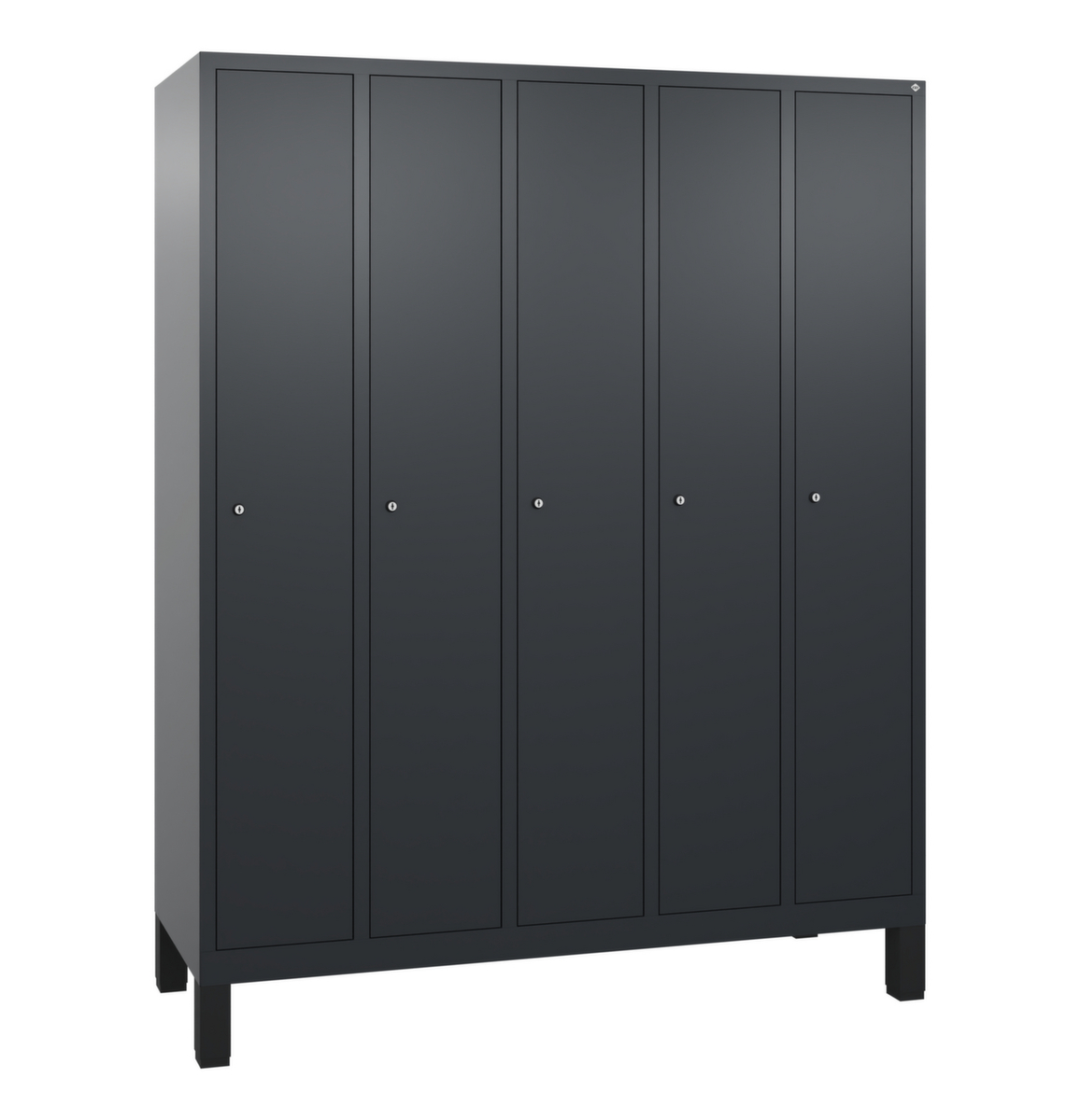 C+P Garderobenschrank Evolo mit 5 Abteilen - glatte Türen, Abteilbreite 300 mm