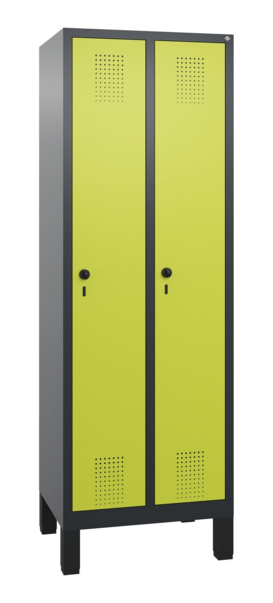 C+P Garderobenschrank Evolo mit 2 Abteilen - Türen mit Lochbild, Abteilbreite 300 mm