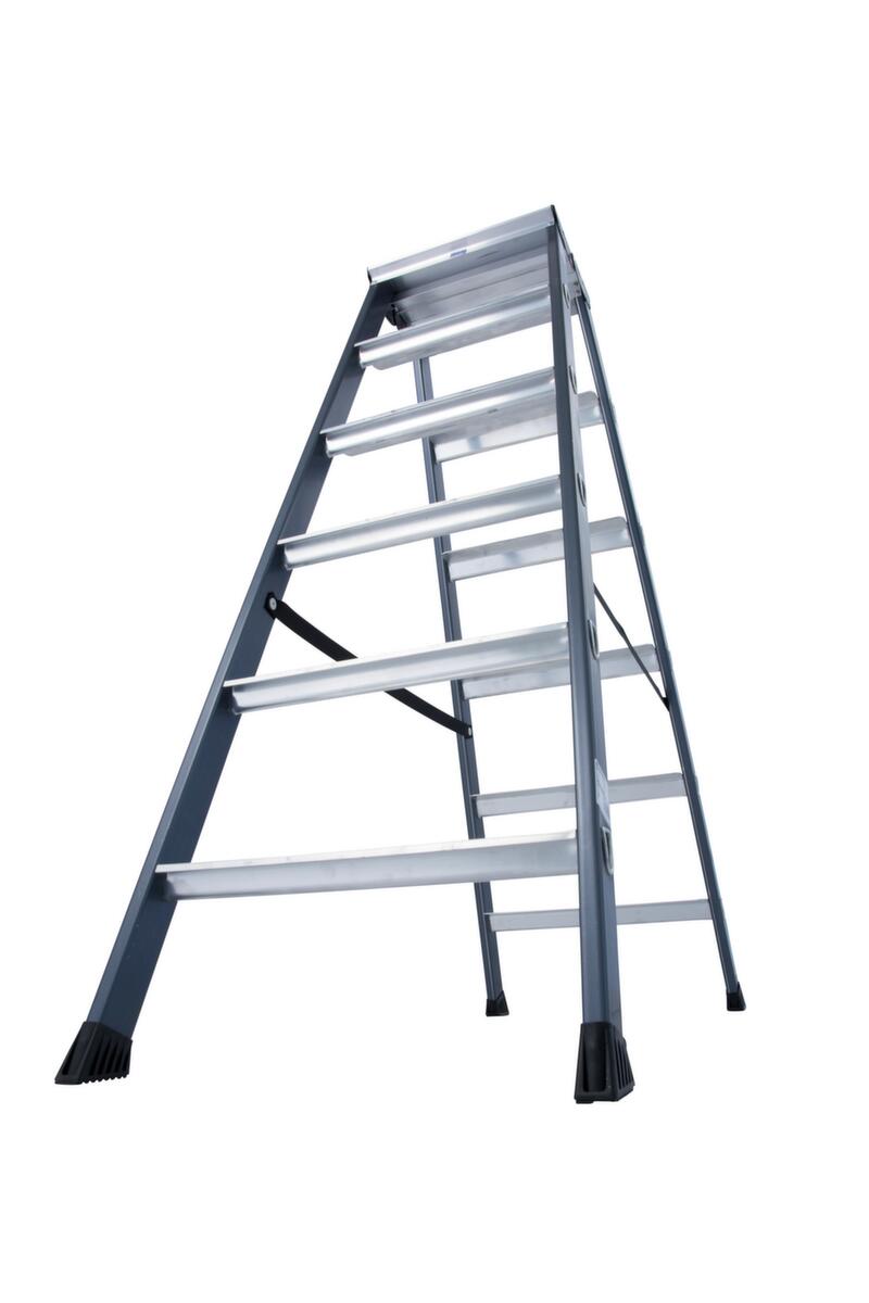 Krause Eloxierte Stufen-Doppelleiter MONTO® SePro D®, 2 x 6 rutschhemmend profilierte Stufen Standard 3 ZOOM