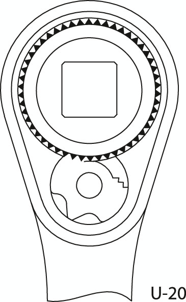 GEDORE 3093 U-20 Umschaltknarre 3/8" Technische Zeichnung 1 ZOOM