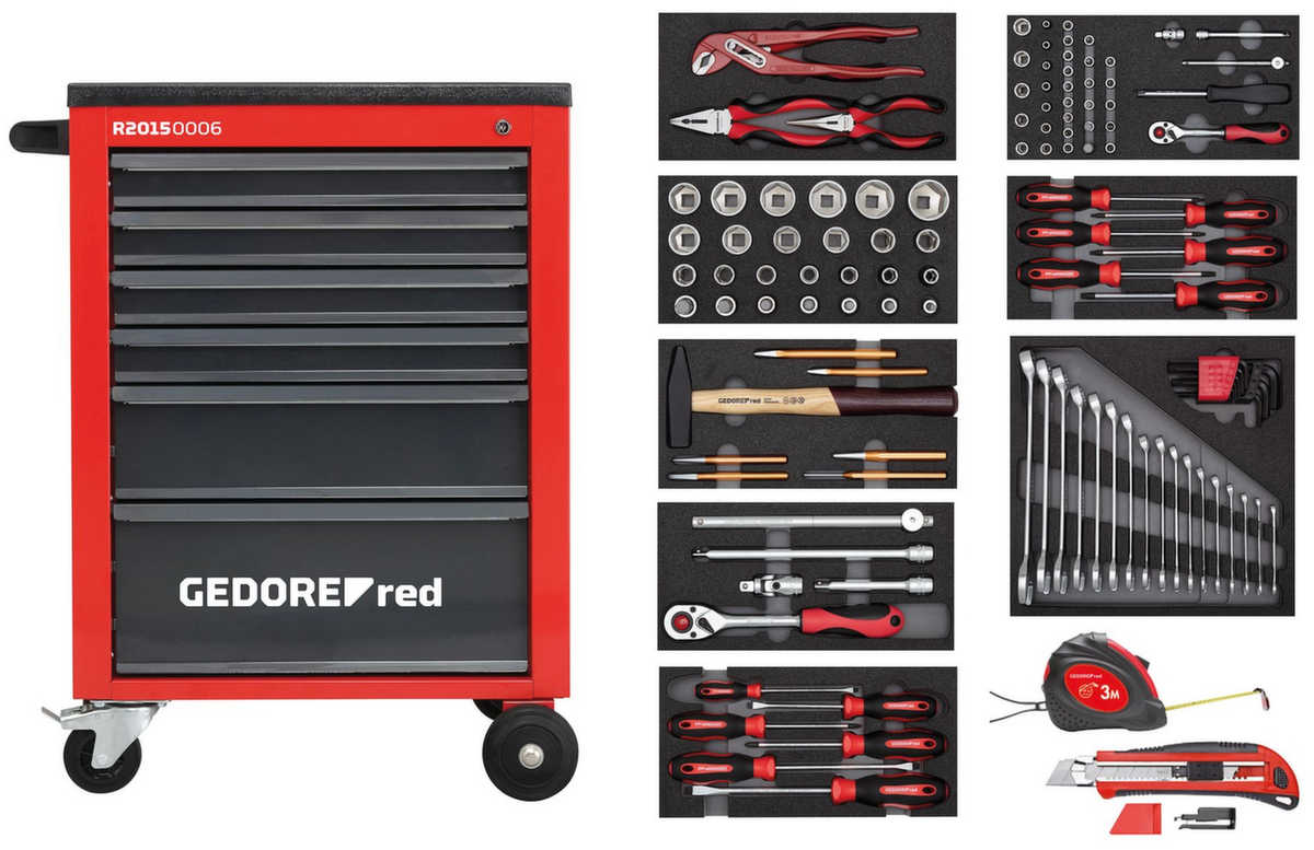 GEDORE R21560001 Werkzeugsatz im Werkstattwagen MECHANIC rot 119-teilig Standard 1 ZOOM