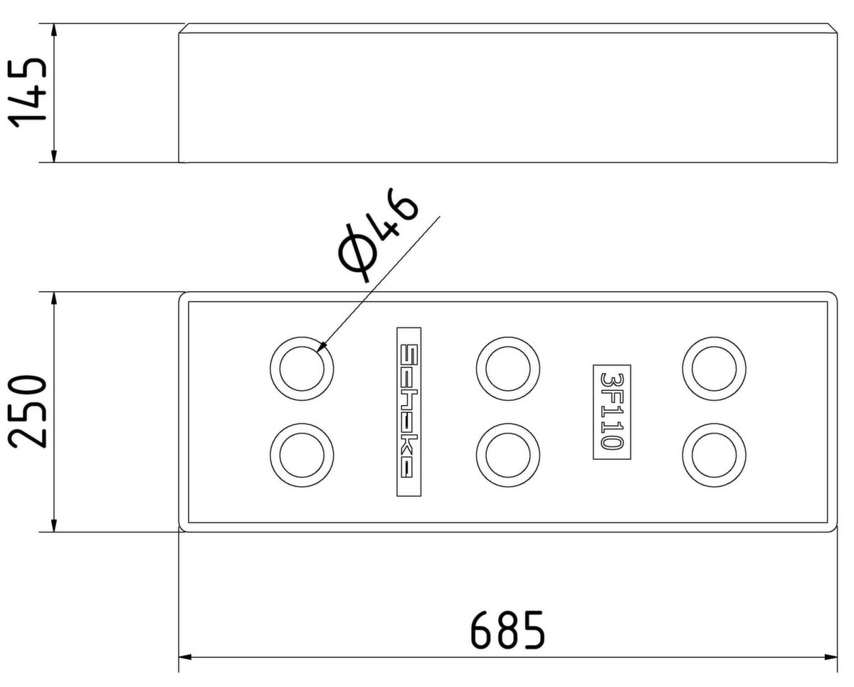 Schake Fußplatte für Mobilzaun Technische Zeichnung 1 ZOOM
