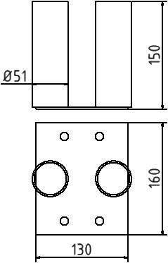 Schake Bodenplatte für Mobilzaun Technische Zeichnung 1 ZOOM