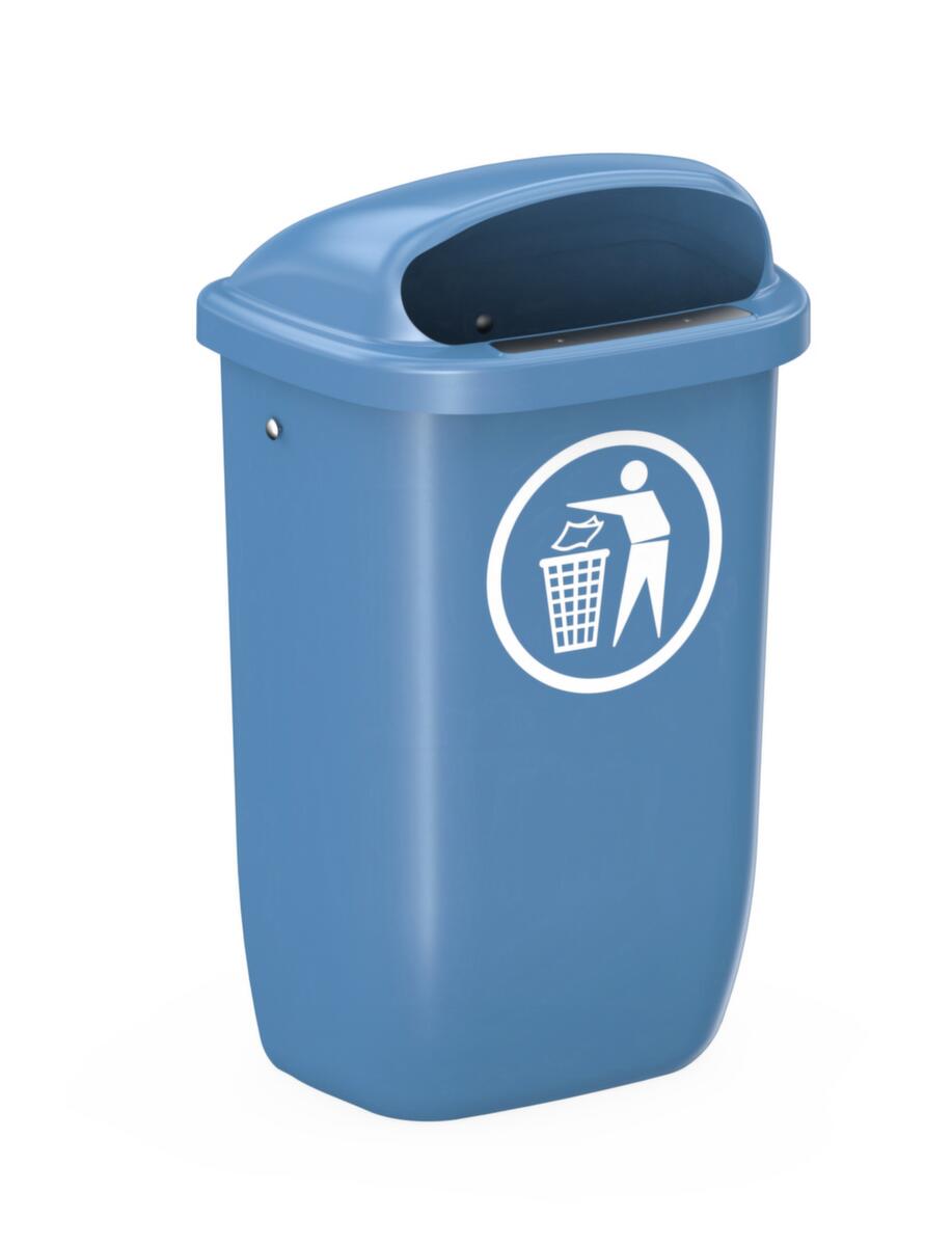 Abfallbehälter Citymate für außen, 50 l, Zur Wand- oder Pfostenmontage, RAL5023 Fernblau Standard 1 ZOOM