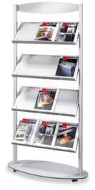 Mobiles Prospektregal Sirius aus gelochtem Stahl