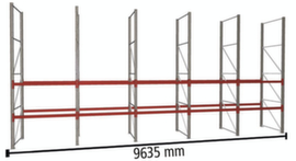 META Palettenregal MULTIPAL für 30 Paletten, 9635 mm breit, 3 Lagerebenen