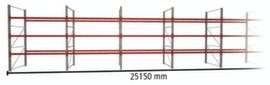 META Palettenregal MULTIPAL für 108 Paletten, 25150 mm breit, 4 Lagerebenen