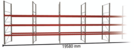 META Palettenregal MULTIPAL für 84 Paletten, 19580 mm breit, 4 Lagerebenen