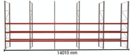 META Palettenregal MULTIPAL für 40 Paletten, 14010 mm breit, 4 Lagerebenen
