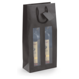 Flaschen-Tragetaschen schwarz mit Sichtfenster für 2 Flaschen