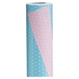 Geschenkpapier Punkte himmelblau/rosa