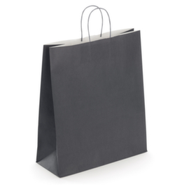 Papier-Tragetasche grau mit gedrehter Papierkordel - 350 x 400 x 140 mm