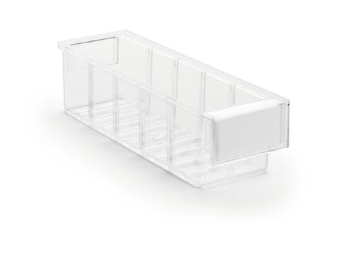 Treston Transparenter Kleinteilebehälter mit großer Griffmulde, transparent, Tiefe 300 mm
