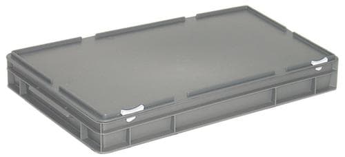 Euronombehälter mit Scharnierdeckel, grau, HxLxB 90x600x400 mm
