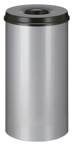 Selbstlöschender Papierkorb aus Stahl, 50 l, alu, Kopfteil schwarz