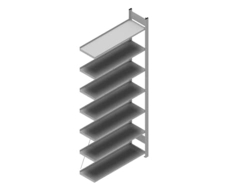 hofe Akten-Steckregal Anbaufeld, 7 Böden, RAL9006 Weißaluminium